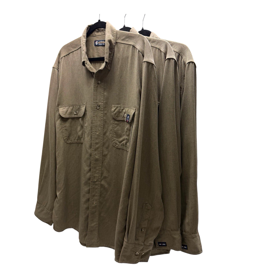Tyndale FR Work Shirts Lot 3 XL Brown Arc Rated Flame Resistant Made USA